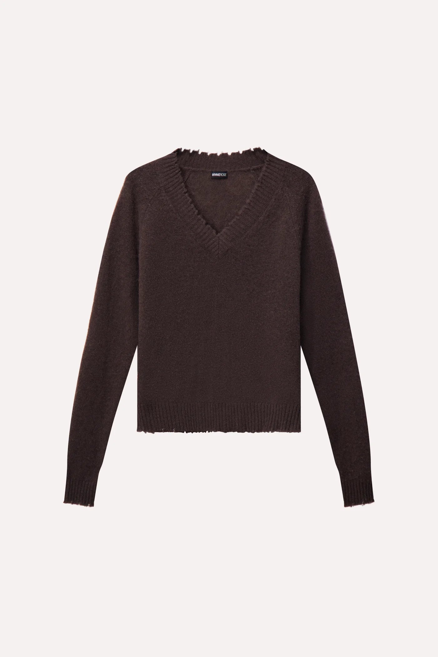 7GG CASHMERE FRAYED EDGE CROP V SWEATER