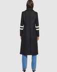 YVETTE VARSITY STRIPE LONG WOOL COAT