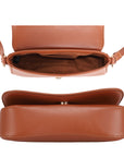 TWO TONE CURVED FLAP SHOULDER BAG