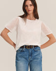 JUSTINE SHEER PUFF SLEEVE COTTON SLUB TOP