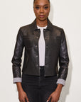 LEFEI RF SNAP FRONT BONDED LEATHER JACKET