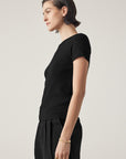 BEDFORD MODAL RIB SCOOP NECK SHORT SLEEVE TOP