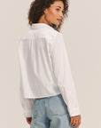 JOCELYN PEARL TRIM COLLAR POPLIN SHIRT