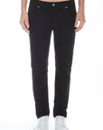model wearing fidelity denim torino slim fit jean in gotham black, shown from the waist down