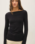 SHIRRED BOATNECK TOP