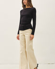 SHIRRED BOATNECK TOP