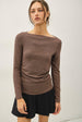 SHIRRED BOATNECK TOP