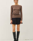 SHIRRED BOATNECK TOP