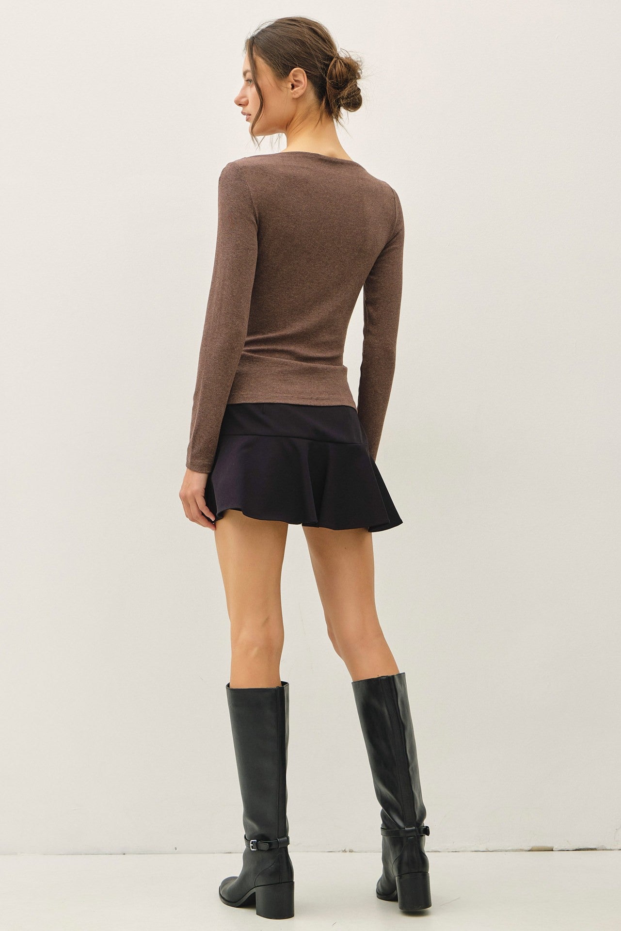 SHIRRED BOATNECK TOP
