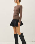 SHIRRED BOATNECK TOP