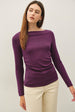SHIRRED BOATNECK TOP