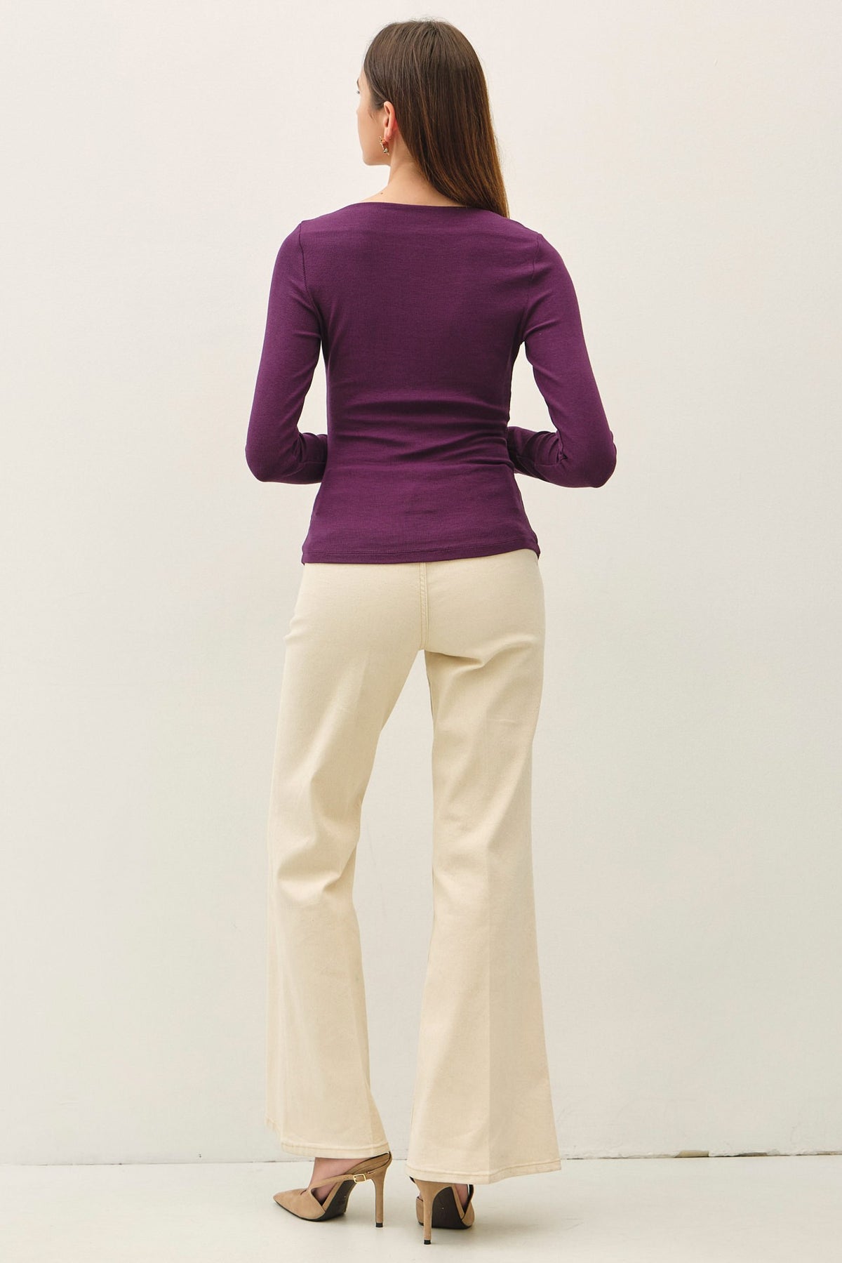 SHIRRED BOATNECK TOP