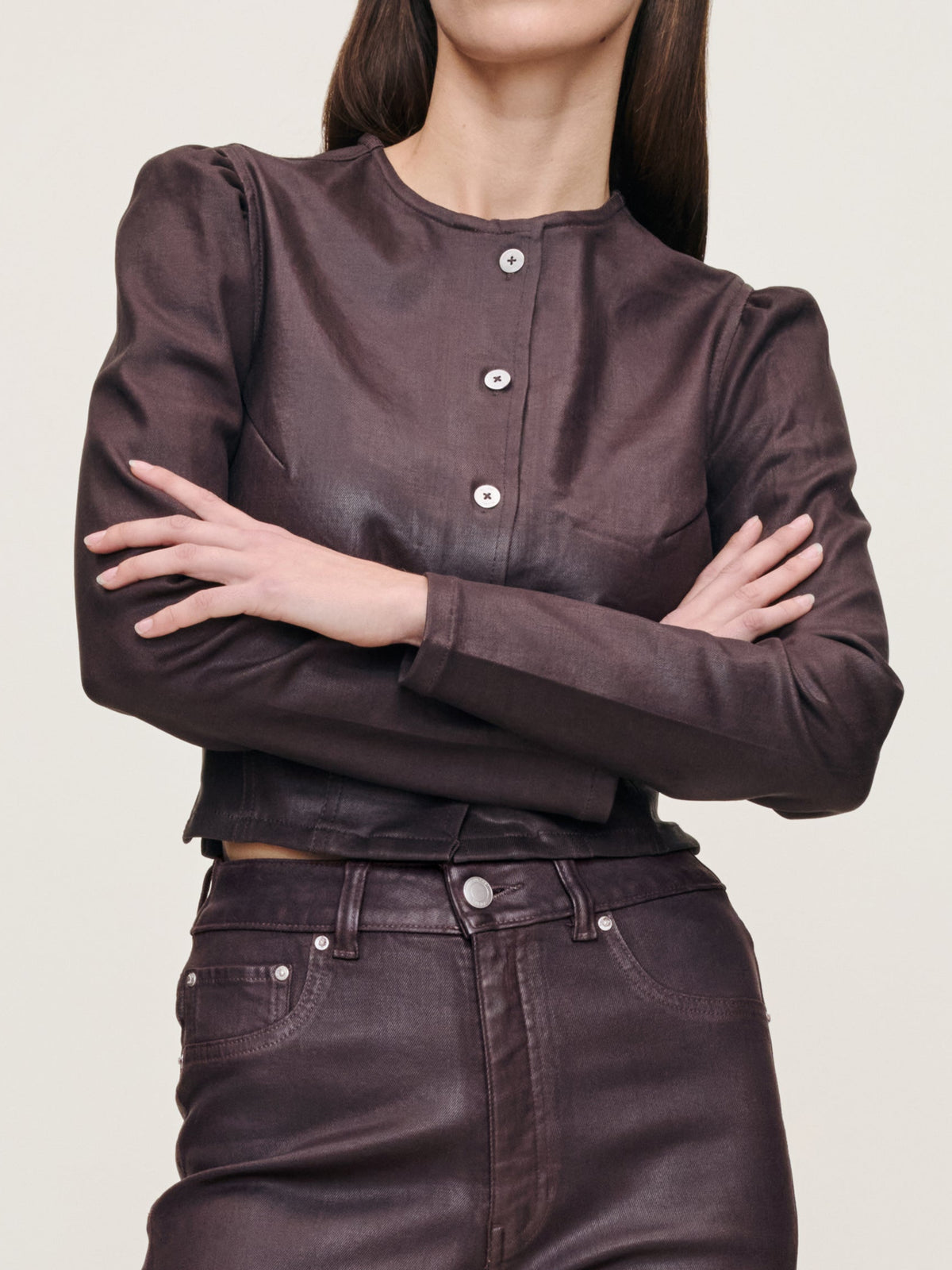 COCOA COATED SCULPTED TOP