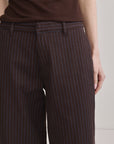 ALEX BAGGY WIDE LEG IN BROWN BLUE STRIPE
