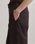 ALEX BAGGY WIDE LEG IN BROWN BLUE STRIPE