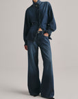 RUFFLE SHIRT IN FALL BLUES AURA