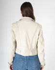 MARYN RF STUDDED LEATHER MOTO JACKET WITH BELT