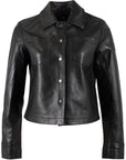 LEFEI SNAP FRONT BONDED LEATHER JACKET