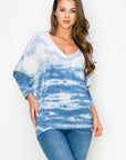 TIE DYE CREPE LONG SLEEVE DOLMAN TOP