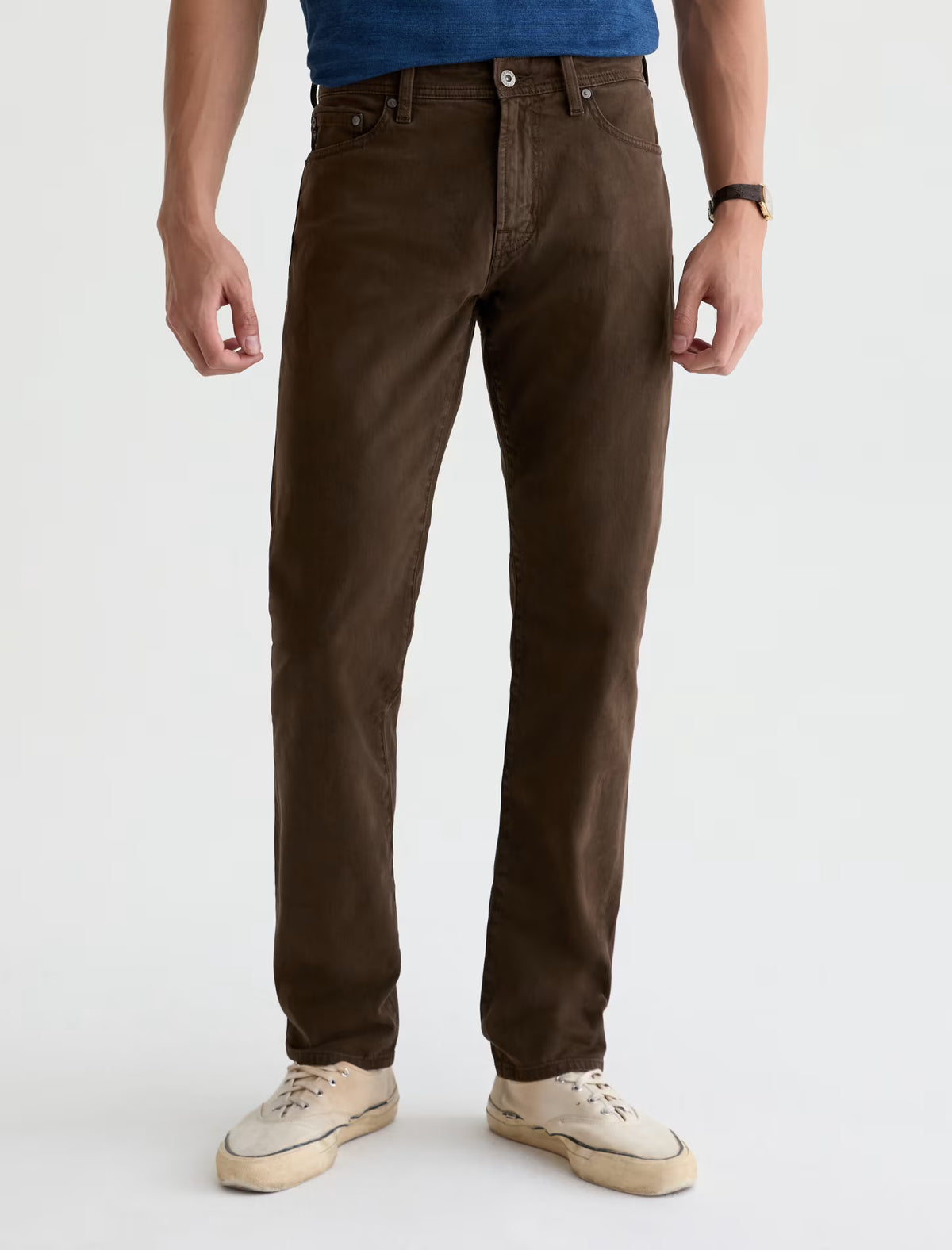 TELLIS MODERN SLIM SUEDED SATEEN IN SULFUR BURNT UMBER