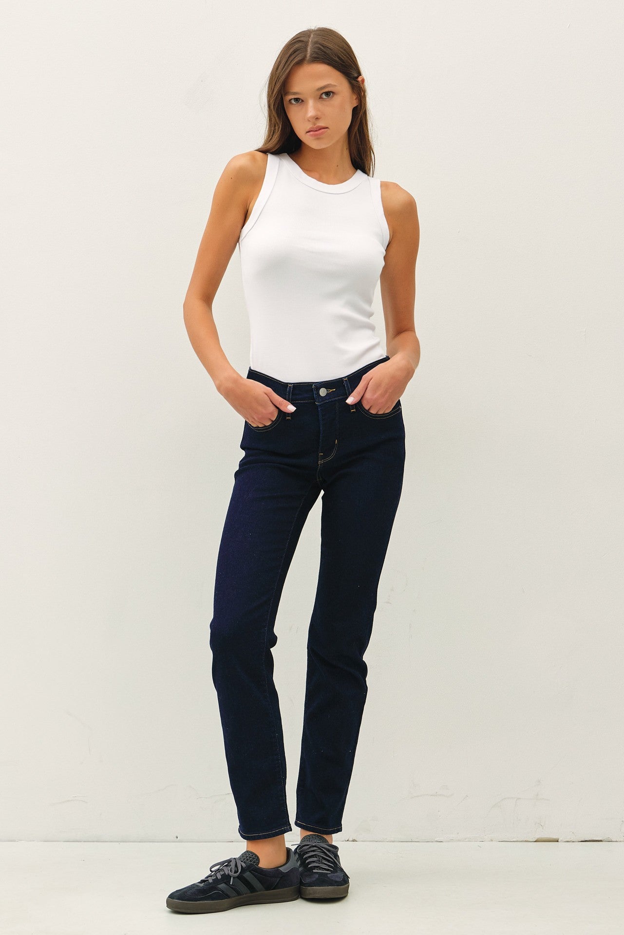 HIGH NECK RIBBED TANK