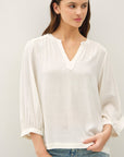 SPLIT NECK PEASANT BLOUSE