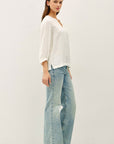 SPLIT NECK PEASANT BLOUSE