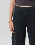 MARCELLE LOW SLUNG CARGO IN WASHED BLACK