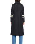 YVETTE VARSITY STRIPE LONG WOOL COAT