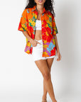 FLORAL PUNCH 1/2 SLEEVE BUTTON UP SHIRT