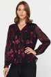 FLORAL JACQUARD V-NECK BLOUSE