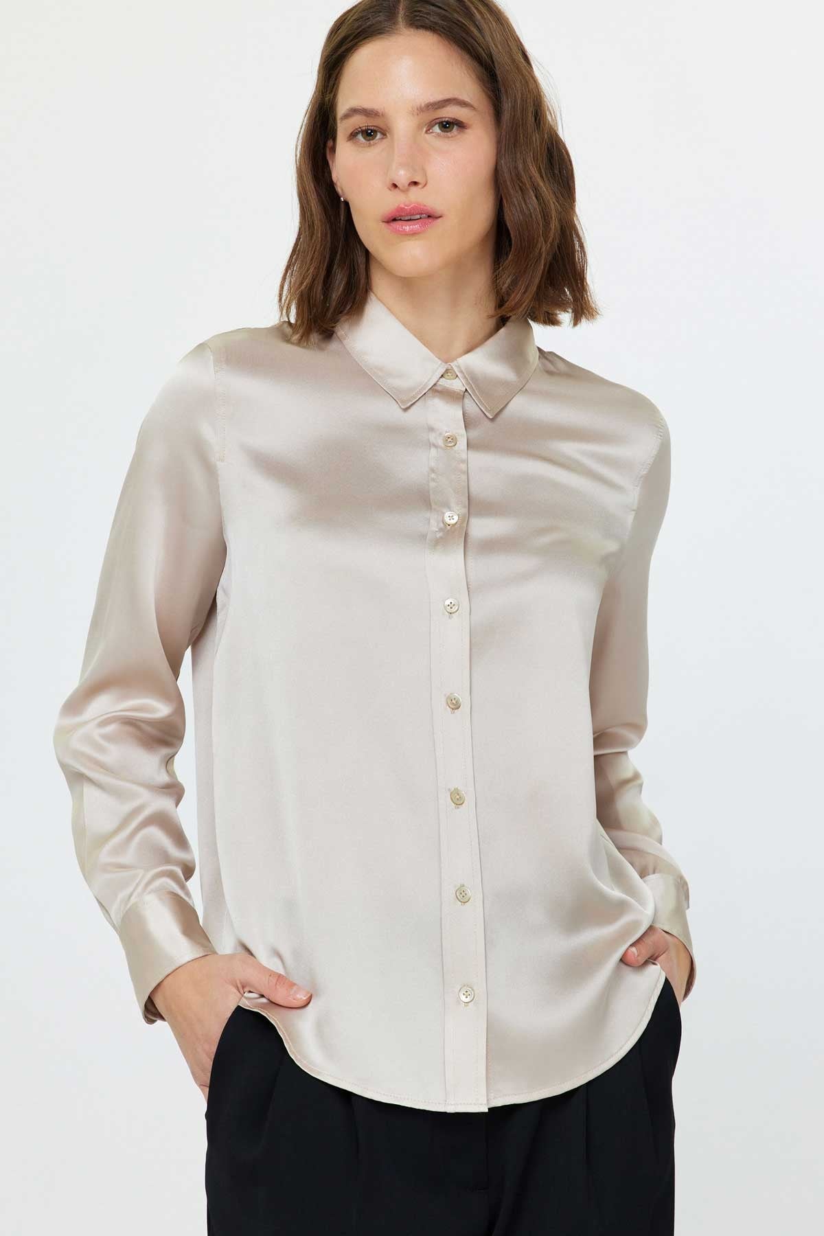 SILK LONG SLEEVE BLOUSE