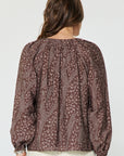 MIXED ANIMAL PRINT SPLIT NECK BLOUSE