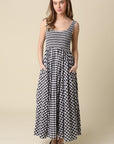 GINGHAM SMOCKED MAXI DRESS