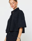 EYELET CROP 1/2 SLEEVE JACKET