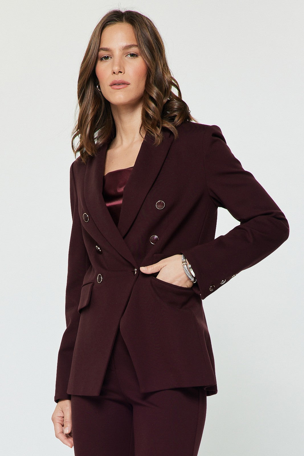 NOTCH COLLAR DOUBLE BREASTED BLAZER