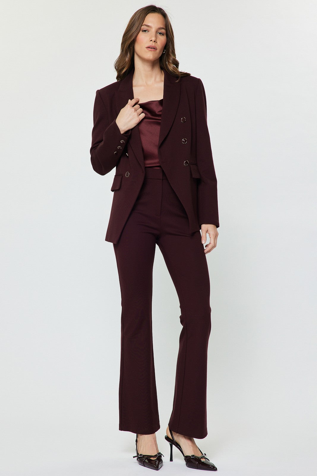 NOTCH COLLAR DOUBLE BREASTED BLAZER