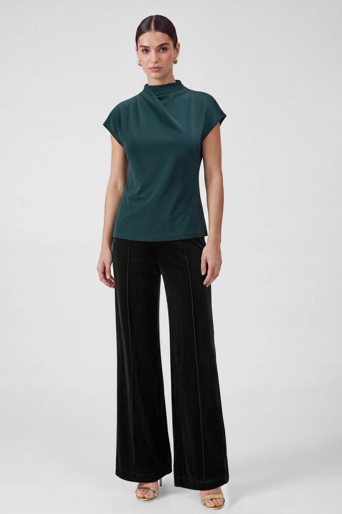 HIGH NECK SHORT SLEEVE DOLMAN TOP