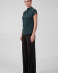 HIGH NECK SHORT SLEEVE DOLMAN TOP