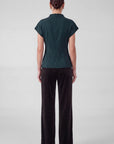 HIGH NECK SHORT SLEEVE DOLMAN TOP