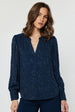FLORAL JACQUARD SPLIT NECK BLOUSE