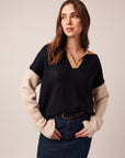 RAELYN COLOUR BLOCK JOHNNY COLLAR SWEATER