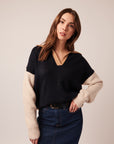 RAELYN COLOUR BLOCK JOHNNY COLLAR SWEATER