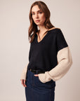 RAELYN COLOUR BLOCK JOHNNY COLLAR SWEATER