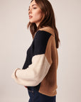 RAELYN COLOUR BLOCK JOHNNY COLLAR SWEATER