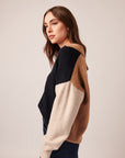 RAELYN COLOUR BLOCK JOHNNY COLLAR SWEATER