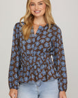 FLORAL BLOUSE WITH GATHERED WAIST