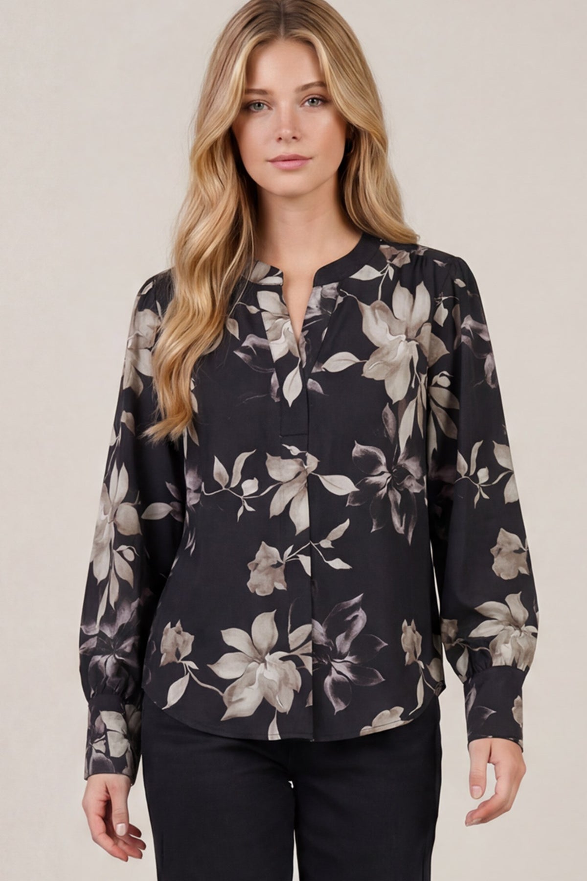 FLORAL SPLIT NECK BLOUSE