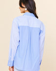 CONTRAST PLACKET STRIPED LONG SLEEVE SHIRT