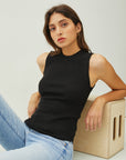 RIB KNIT HIGH NECK TANK